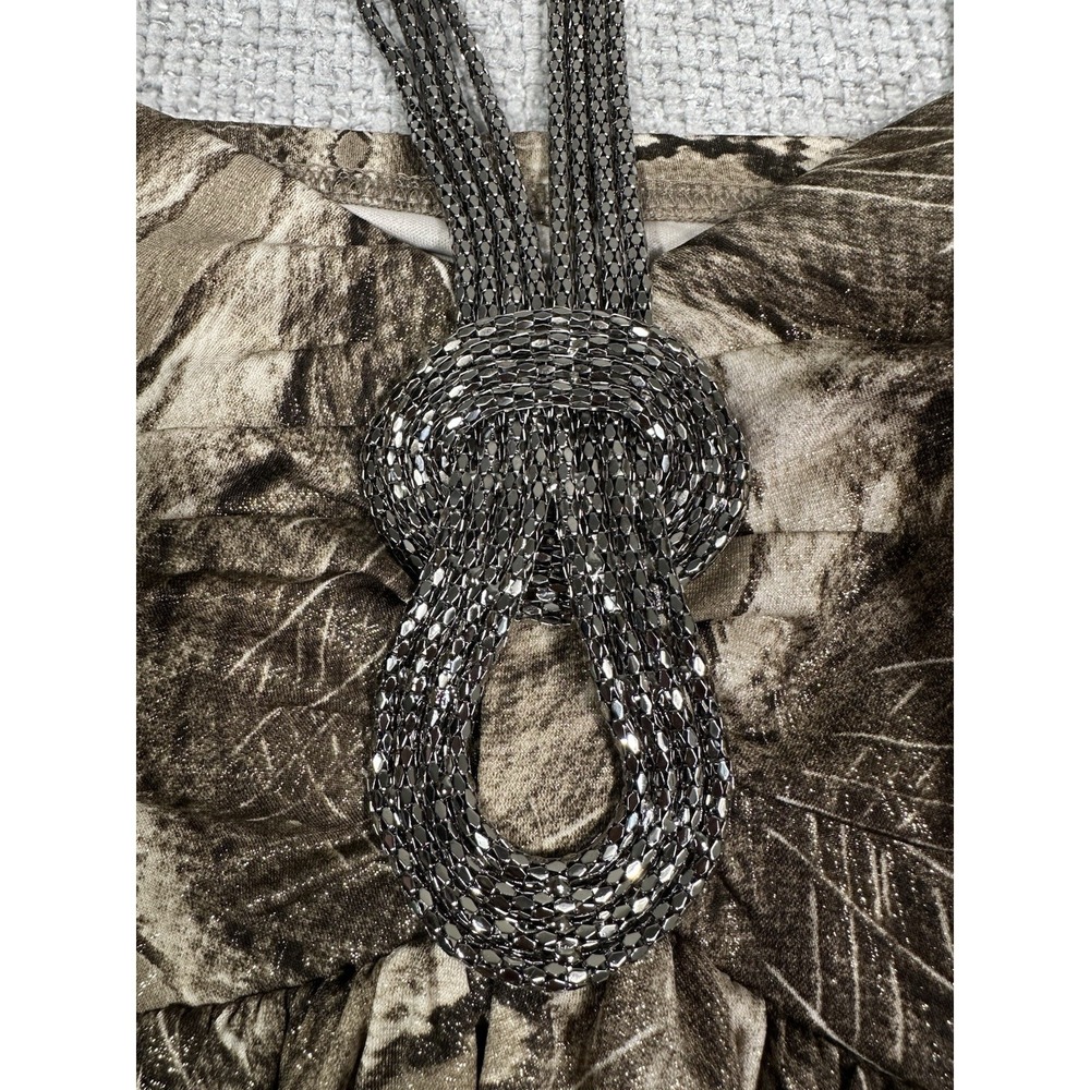 R&M‎ Richards Dress Womens 18W Brown Gold Snake Skin Y2K Maxi - Picture 9 of 13